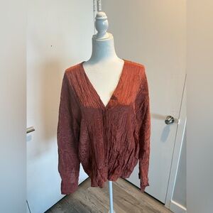 Vince V-Neck Crinkle Blouse